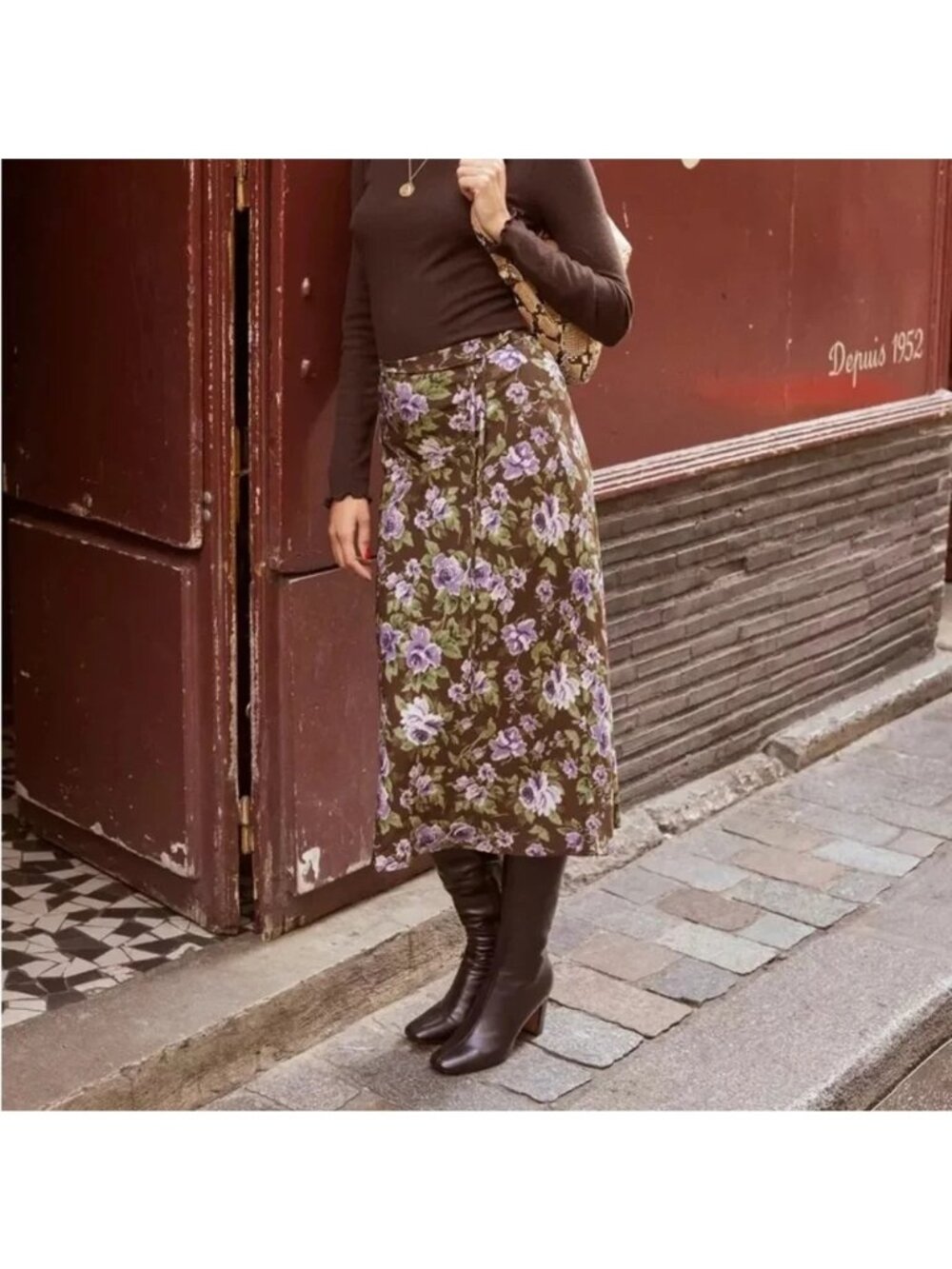 NEW Rouje Carina Midi Skirt in Chocolat Size 36 US 4